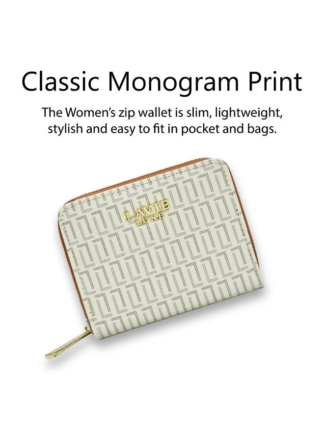 Lavie  Luxe Women's Mono Flap25 small zip around wallet (White) for Women | Best Price UAE